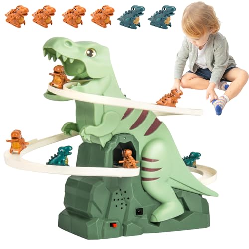 KBIBCK Dinosaurier Kletterspielzeug, Dinosaur Climbing Roller Coaster Toy, Dinosaurier Achterbahn Spielzeug mit Licht und Musik, Dino-Rutsche mit 6 Dino, Weihnachten Geschenk für Jungen und Mädchen KBIBCK Dinosaurier Kletterspielzeug, Dinosaur Climbing Roller Coaster Toy, Dinosaurier Achterbahn Spielzeug mit Licht und Musik, Dino-Rutsche mit 6 Dino, Weihnachten Geschenk für Jungen und Mädchen von KBIBCK