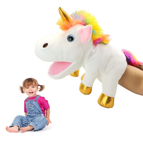 KBIBCK 30cm Einhorn Handpuppe, Plüsch Einhorn Handpuppe, Einhorn Handpuppen für Mädchen, Einhorngeschenke für interaktives Spielzeug für Storytelling Teaching Puppet Theater KBIBCK 30cm Einhorn Handpuppe, Plüsch Einhorn Handpuppe, Einhorn Handpuppen für Mädchen, Einhorngeschenke für interaktives Spielzeug für Storytelling Teaching Puppet Theater von KBIBCK