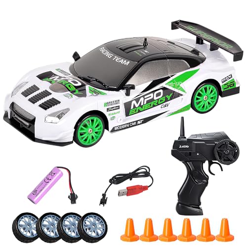 KBIBCK Ferngesteuertes Auto, 1:24 RC Drift Car, 4WD Spielzeugauto, RC mit LED-Leuchten, Ferngesteuertes Drift Car, Geschenk für ab 4 5 6 7 8 + Jahre Kinder und Erwachsene, Weiße und grüne Graffiti KBIBCK Ferngesteuertes Auto, 1:24 RC Drift Car, 4WD Spielzeugauto, RC mit LED-Leuchten, Ferngesteuertes Drift Car, Geschenk für ab 4 5 6 7 8 + Jahre Kinder und Erwachsene, Weiße und grüne Graffiti von KBIBCK
