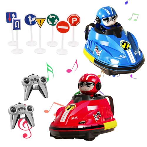 KBIBCK Ferngesteuertes Gegeneinander Spielzeugauto, 2 Pcs Ferngesteuerter Autoscooter für Kinder, Ferngesteuerter Autoscooter, Kollision Spielzeugauto, RC Crawler Car mit Licht Musik ab 3 Jahre von KBIBCK