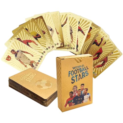 KBIBCK Fußball-Star-Karten, 55 Stück Fußballkarten 2025, Goldfolie, Champions Premier League, Sammlerstück, Fußballkarten, Euro-Fußballkarten, Geschenk für Kinder, Sammler und Fußballfans von KBIBCK