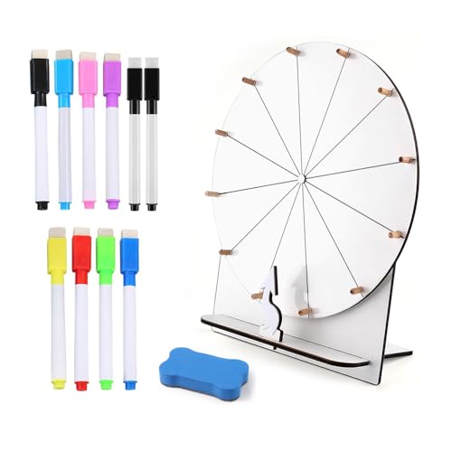 KBIBCK Glücksrad zum Drehen, 29 cm Hölzernes Glücksrad, Glücksrad Zum Selbstgestalten, Großes Glücksrad Set mit Radiergummi und Markierstift für Hochzeit, Verlobung, Party Schule Familie Spiele (Weiß) KBIBCK Glücksrad zum Drehen, 29 cm Hölzernes Glücksrad, Glücksrad Zum Selbstgestalten, Großes Glücksrad Set mit Radiergummi und Markierstift für Hochzeit, Verlobung, Party Schule Familie Spiele (Weiß) von KBIBCK