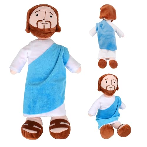 KBIBCK Jesus Plüsch, 32cm Jesus Kuscheltier, Christus Religiöser Retter Jesus, My Friend Jesus Plush, Katholische Weihnachts- und Ostergeschenke, Stoff Jesus für Kinder Frauen Männer (Blau) von KBIBCK