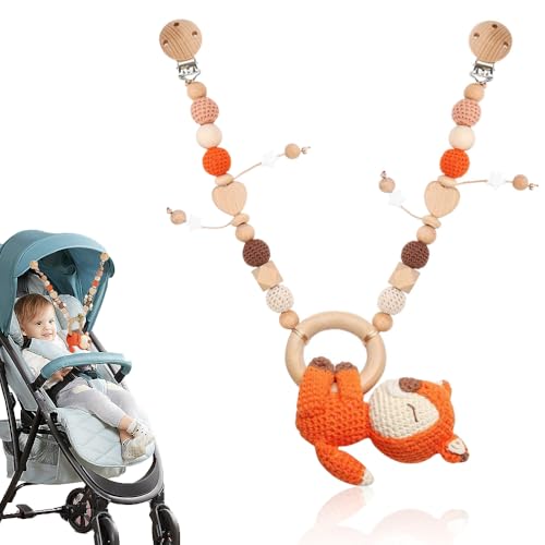 KBIBCK Kinderwagenkette Holz Baby, Kinderwagen Kette für Babys, Kinderwagenkette Mädchen, Spielkette für Kinderwagen, Kinderwagenkette Aus Holz und Baumwolle Gehäkelt für Babys ab 0+ Monaten (Fuchs) KBIBCK Kinderwagenkette Holz Baby, Kinderwagen Kette für Babys, Kinderwagenkette Mädchen, Spielkette für Kinderwagen, Kinderwagenkette Aus Holz und Baumwolle Gehäkelt für Babys ab 0+ Monaten (Fuchs) von KBIBCK