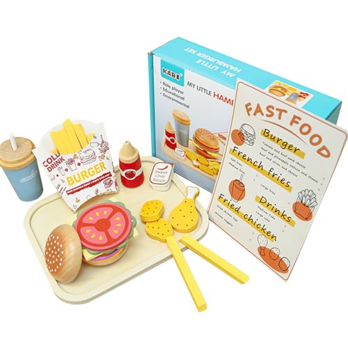KBIBCK Kinderküche Zubehör, Holzspielzeug Küche Zubehör für Kinder, Küchenspielzeug Hamburger Fast Food Set, Kaufladen Zubehör, Pädagogisches Rollenspiel Geschenk für Kinder KBIBCK Kinderküche Zubehör, Holzspielzeug Küche Zubehör für Kinder, Küchenspielzeug Hamburger Fast Food Set, Kaufladen Zubehör, Pädagogisches Rollenspiel Geschenk für Kinder von KBIBCK