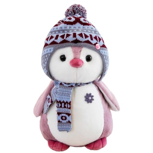 KBIBCK Kuscheltier Pinguin, Pinguin Plüschtier, Pinguin Plüschpuppe, Pinguin Stofftier mit Kapuze, Schmusetier zum Kuscheln & Spielen, 20cm Stofftier Geschenk für Jungen Mädchen Babys (Rosa) von KBIBCK