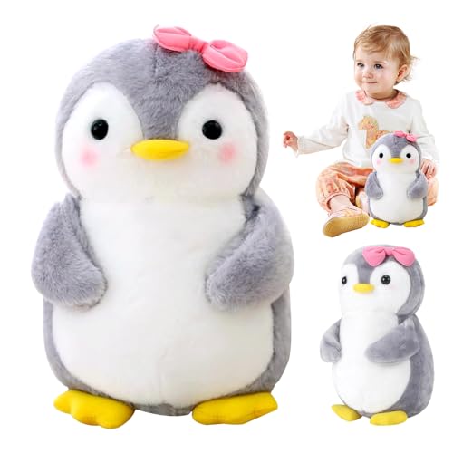 KBIBCK Kuscheltier Pinguin Plüschtier für Kinder, Pinguin Stofftier Plüschtier, Kuscheltier Plüschpuppen Pinguin, Geschenk für Jungen Mädchen Babys(Pinguin mit Schleife,25 cm) (Pink) von KBIBCK