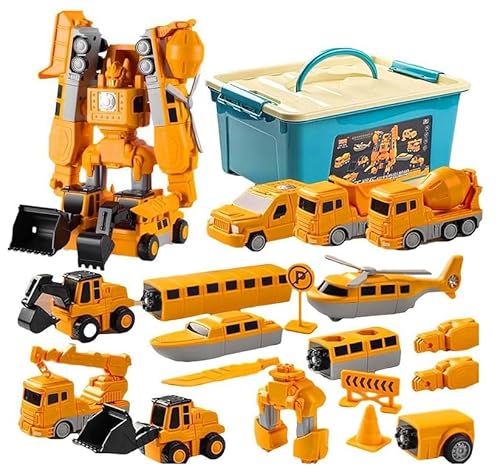 KBIBCK Magnetische Spielzeug, Verformung Roboter mit Aufbewahrungsbox, Magnetic Toys Magnetic Transform Engineering Car Toy, DIY pädagogisches Kreativitätspuzzle Bausteine Spielzeug für 3+, 35pcs von KBIBCK