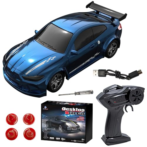 KBIBCK Mini RC Drift Car, 1:64 Ferngesteuertes Auto, 2,4Ghz 4WD Spielzeugauto Drift RC Car mit Licht für Jungen Mädchen und Erwachsene Geschenk, Blau KBIBCK Mini RC Drift Car, 1:64 Ferngesteuertes Auto, 2,4Ghz 4WD Spielzeugauto Drift RC Car mit Licht für Jungen Mädchen und Erwachsene Geschenk, Blau von KBIBCK
