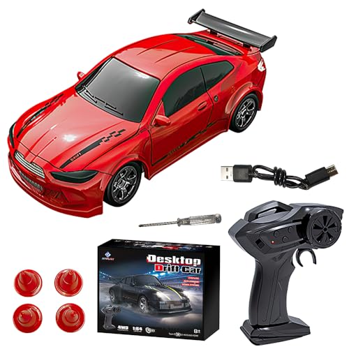 KBIBCK Mini RC Drift Car, 1:64 Ferngesteuertes Auto, 2,4Ghz 4WD Spielzeugauto Drift RC Car mit Licht für Jungen Mädchen und Erwachsene Geschenk, Blau (Rot) KBIBCK Mini RC Drift Car, 1:64 Ferngesteuertes Auto, 2,4Ghz 4WD Spielzeugauto Drift RC Car mit Licht für Jungen Mädchen und Erwachsene Geschenk, Blau (Rot) von KBIBCK