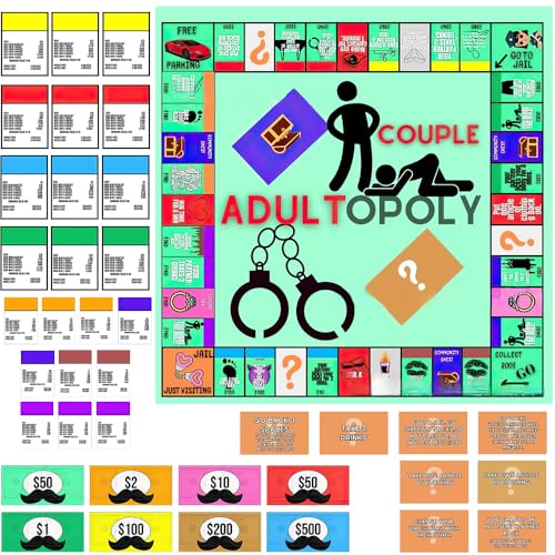 KBIBCK Couple Board Game, Adultopoly Board Game, Couple Adult Opoly, Schlafzimmerspiele, Brettspiele für Erwachsene, Promote The Sublimation of Couples' Feelings Jahrestage Valentinstag (1Set) von KBIBCK