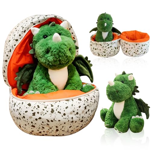 KBIBCK Dino Kuscheltier Ei-Plüsch, 25cm Schlüpfei Dinosaurier Kuscheltier, Plüsch Dinosaurier im Ei, Dinosaurier im Ei Stofftier Plüschtier, Dino Kuscheltier Geschenk für Kinder, Jungen & Mädchen von KBIBCK