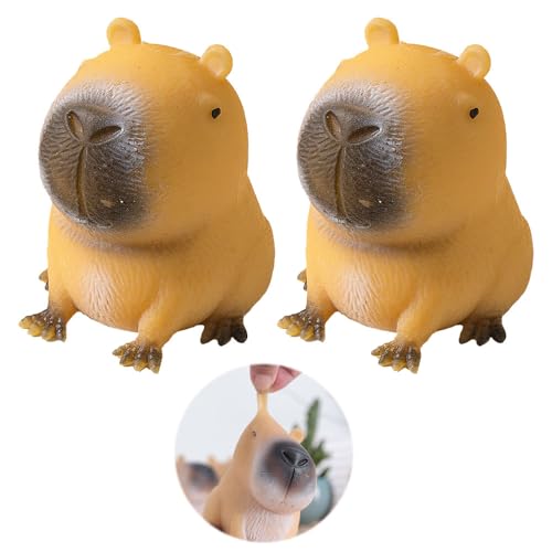 KBIBCK Stress Squeeze Spielzeug, 2 Stück Capybara Anti Stress Spielzeug, Squishy Squeeze Toys, Squishy Fidget Toys, Niedliches Capybara Toy Anti Stress Spielzeug Für Erwachsene Und Kinder von KBIBCK