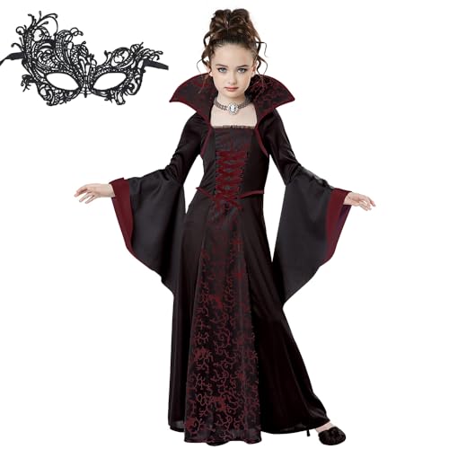 KBIBCK Halloween Kostüm Mädchen, Vampir Kostüm Mädchen, Hexenkostüm, Spooktacular Creations Dress up Party Deluxe Set, Gothic Bekleidung Kinder Karneval Fasching Kostüme Cosplay(10–12 Jahre) von KBIBCK