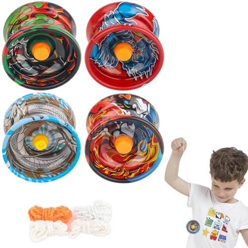 KBIBCK 4 Stück Responsive Yoyo für Kinder, Dual Purpose Yoyo für Anfänger, JoJo Kinder, Metall Yoyo, Professionelles Yoyo für Anfänger und Erwachsene, JoJo für Geburtstagsgeschenke,Partys und Feiern von KBIBCK