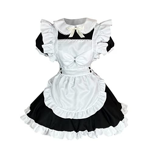 KBOPLEMQ Maid Kostüm French Dienstmädchen,6Pcs Sets Anime French Maid Schürze Lolita Cosplay Faschingskostüm Frauen Kleid Outfit Rollenspiel Kostüm Kleid Set Kleid + Kopfschmuck + Schürze S-XXL von KBOPLEMQ