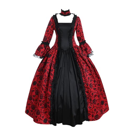 KBOPLEMQ karneval kostüm damen Mittelalter Gothic Kleid mit Spitze Viktorianisches Rokoko Abendkleider Cosplay Partykleid Tanzparty Ballkleid Retro Faltenrock Freizeitkleider Prinzessinkleid von KBOPLEMQ