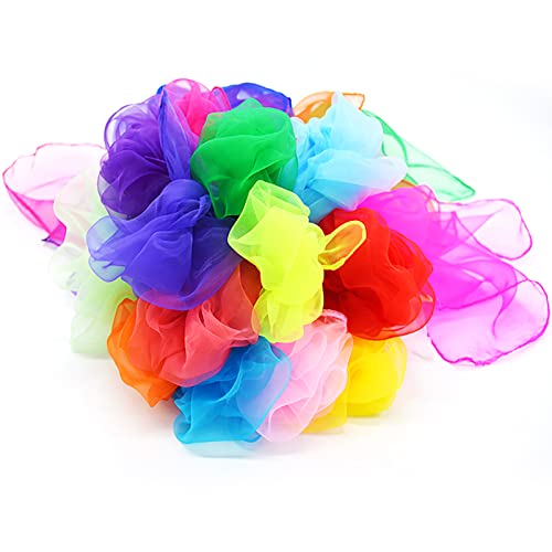 KBRAKSI 20PCS Jongliertücher Tanz Tücher Chiffontücher Tanzen Schal Gymnastiktücher Seidentücher Baby Bunte Tücher Spieltücher Zaubertücher 60 * 60cm für Kindergarten Babys Kindershow Kinder von KBRAKSI