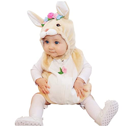 Bunny kostüm Infant Kleinkind Jungen Mädchen Solide Reißverschluss Mit Kapuze Kaninchen Häschen Casual Strampler Overall Playsuit Sunsuit Kleidung 18M Body Personalisiert Baby von KCDING