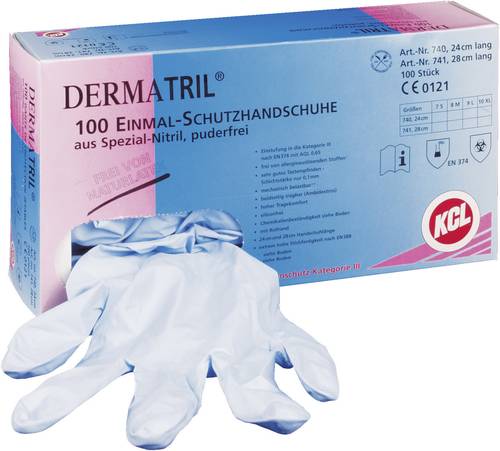 KCL Dermatril 740-7 100 St. Nitril Einweghandschuh Größe (Handschuhe): 7, S EN 374 von KCL