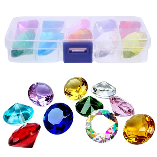 10pcs/Set gefälschte Diamanten, Glassteinsteine ​​für Kinder -Set, 1 Zoll große farbenfrohe Diamanten mit Kasten -Diving -Spielzeug -Edelsteinen für Kinder Swimmingpool -Party -Gefälligkeiten, gefäls von KDAMGOQE