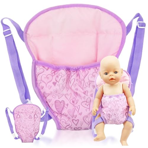 Babypuppenträger für kleine Mädchen, Stoff 18 -Zoll -Puppenträger mit verstellbarer Schnalle, Einfaches Einlegen und Abnehmen von Babypuppenträgern für Mädchen, die eine Farbe für Mädchen, 18 Zoll Pu von KDAMGOQE