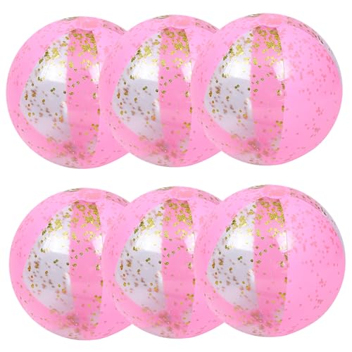 Glitter Beach Ball Beach Bälle 6pcs Glitter Beach Ball mit Inflator 24 '' aufblasbare Strandbälle Poolbälle mit funkelnden Konfetti -Pool -Spielzeug für Sommer Beach Pool Party Gefälligkeiten Stil 1 von KDAMGOQE