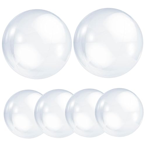 KDAMGOQE Beach Ball 6pcs klare Strandbälle aufblasbarer Ball 21 '' Giant Beach Ball PVC Blocken Sie Ball transparenter Poolball für Sommer Beach Pool Party Gefälligkeiten von KDAMGOQE