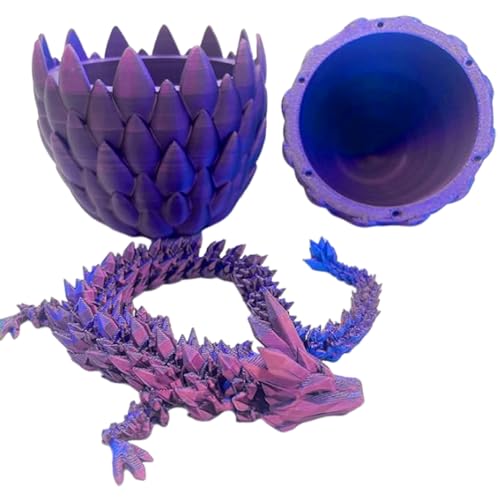 KDAMGOQE Dragon Eggon Egg mit Drachen im 3D -gedruckten artikulierten flexiblen Drachenspielzeug Pla Stress Relief Dragon Egei Spielzeug Geschenk, lila von KDAMGOQE