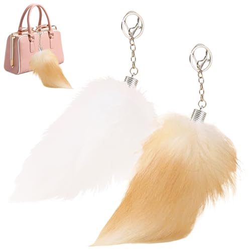 KDAMGOQE Fox Tail Keychain 2pcs Fuchs Schwanz 11,4 Zoll realistische tierische Schwanz zotteligen Pelzschwanz dekorativ von KDAMGOQE