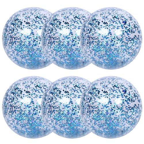 KDAMGOQE Glitter Beach Ball Beach Bälle 6pcs Glitter Beach Ball mit Inflator 24 '' aufblasbare Strandbälle Poolbälle mit funkelnden Konfetti -Pool -Spielzeug für Summer Beach Pool Party. von KDAMGOQE