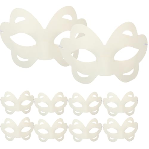 KDAMGOQE Halbmaske 10pcs Weiße Maske 5.51x7.48 Blindes Halloween -Maske zum Malen, DIY Half Face Butterfly Blindmaske, tragbare Maskerade -Maske mit Elastizität Band für Halloween Cosplay Party von KDAMGOQE