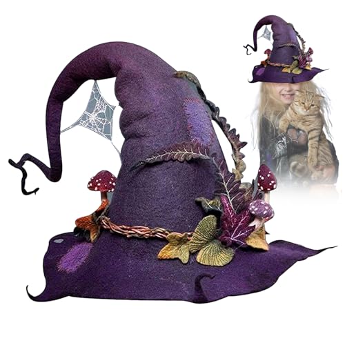 KDAMGOQE Hexenhut für Frauen fühlte Wizard Hut Crazy Hut für Hexenkostüm, Cosplay, Halloween -Party und Ghost Festival, Style 1, Hexenkostüm von KDAMGOQE