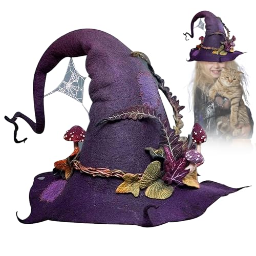 KDAMGOQE Hexenhut für Frauen fühlte Wizard Hut Crazy Hut für Hexenkostüm, Cosplay, Halloween -Party und Ghost Festival, Style 1 von KDAMGOQE