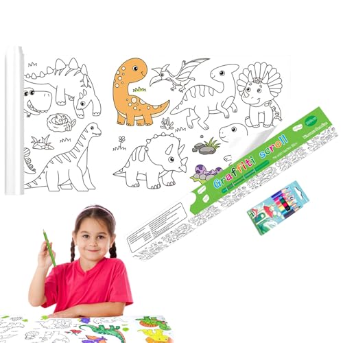 KDAMGOQE Malvorlagen Poster Kinder Zeichnung Rollen Malvorlagen Roll 15x118 im klebrigen DIY -Malerei Poster mit Farbstiften Geburtstagsgeschenk für Kid Dinosaur Land Land von KDAMGOQE