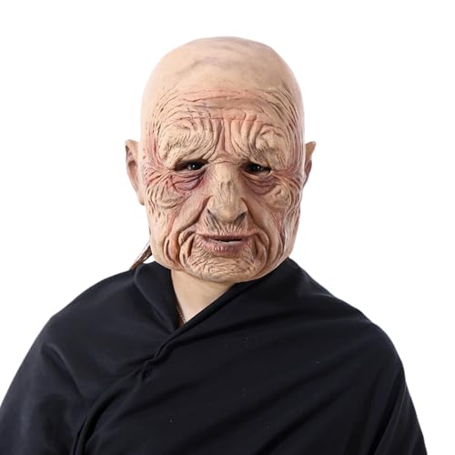 KDAMGOQE Realistische Maske Old Man Maske Falten mit vollem Kopf Halloween Realistische Gesichtsmaske mit Augenlöchern atmungsaktive flexible weiche Latexmaske für Maskerade -Party -Requisiten von KDAMGOQE