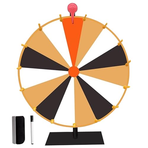 KDAMGOQE Spinning Wheel Prize Wheel 12 '' Spinnrad 10 Slots Heavy Duty Wheel Spinner mit Metallständer, Eraser ＆ Maker Pen, Spin The Wheel Spinner für Carnival Games & ansprechende Party, Mandeshow von KDAMGOQE