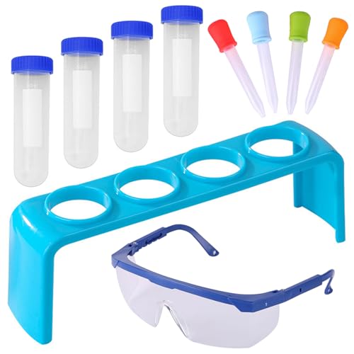 Teströhren 10 PCs/Set Kids Test Tubes Kit 4 PCs 50 ml PP wissenschaftliche Bildungstrohre für Kinderwissenschaftsspielzeug für Kinder mit Sicherheitsbrillen, Röhren -Testregal, Pipetten. von KDAMGOQE