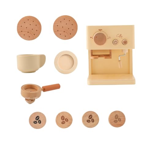 Toy Coffee Maker für Kinder, 10pcs Safe hölzerne Kaffeespiel -Set, wasserdichte Kinder Kaffee -Spielset, frühes Bildungsspiel Kaffeemaschine Set für Kinder Mädchen Jungen, Holzkaffeespiel -Set von KDAMGOQE