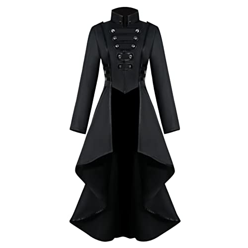 Damen Steampunk Frack Vintage Jacke Unregelmäßiger Gothic Kleidung Viktorianischer Mantel Renaissance Halloween Kostüm Mittelalter Cosplay Uniform Retro Korsett Gehrock für frauen von KDEIHT
