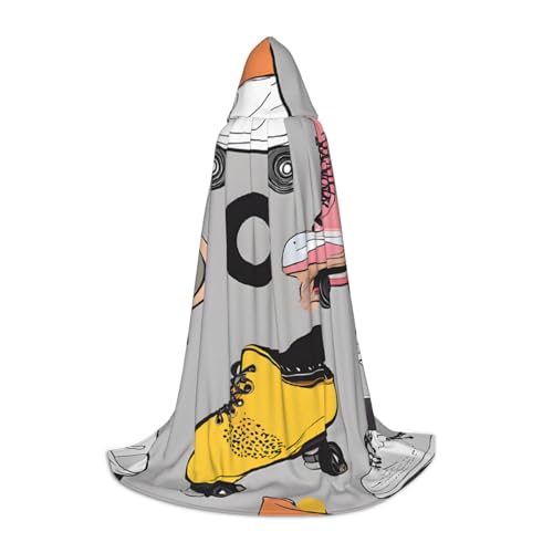 KDKJEDPEAF Langer Kapuzenumhang für Teenager, Retro, bunt, Rollschuhe, bodenlang, Kapuzenumhang, Halloween, Cosplay-Kostüm KDKJEDPEAF Langer Kapuzenumhang für Teenager, Retro, bunt, Rollschuhe, bodenlang, Kapuzenumhang, Halloween, Cosplay-Kostüm von KDKJEDPEAF