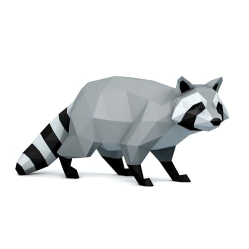 Raccoon 3D Paper Model Animal DIY Puzzles Desk Decor Home Decoration Originality Handmade Art Origami Papercraft von KDOFIO