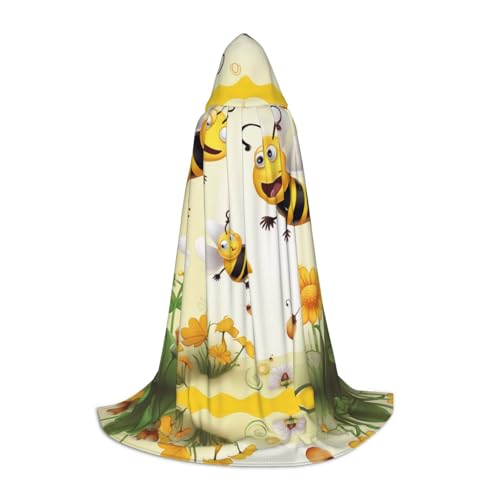 KDSEFHHCB Fliegender Bienen Druck Kapuzenumhang für Teenager Halloween Weihnachten Party Umhang Cosplay Kostüm von KDSEFHHCB