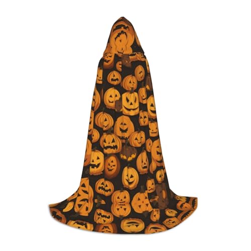 KDSEFHHCB Halloween Kürbis Muster Druck Kapuzenumhang für Teenager Halloween Weihnachten Party Umhang Cosplay Kostüm von KDSEFHHCB