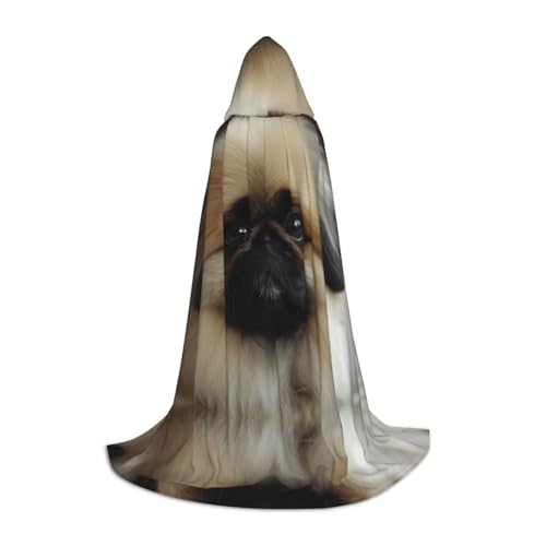 KDSEFHHCB Niedlicher Pekinese-Druck Kapuzenumhang für Teenager Halloween Weihnachten Party Umhang Cosplay Kostüm von KDSEFHHCB