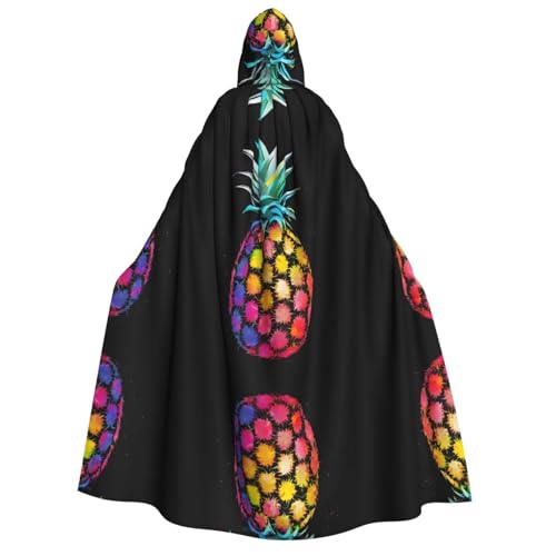 KDUBNJDS (Bunte Ananas) Halloween-Kapuzenumhang, Unisex, Vampir-Hexen-Umhang für Erwachsene, Maskerade, Party, Cosplay, Kostüme, Ostern von KDUBNJDS