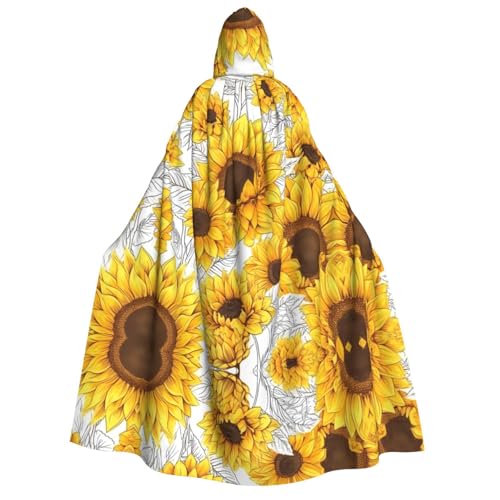 KDUBNJDS Halloween-Kapuzenumhang mit Sonnenblumen-Aufdruck, Unisex, Vampir-Hexen-Umhang für Erwachsene, Maskerade, Party, Cosplay, Kostüme, Ostern von KDUBNJDS