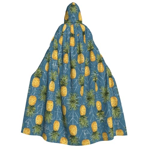 KDUBNJDS Halloween-Kapuzenumhang mit goldenem Ananas-Hintergrund, Unisex, Vampir-Hexen-Umhang für Erwachsene, Maskerade, Party, Cosplay, Kostüme, Ostern von KDUBNJDS