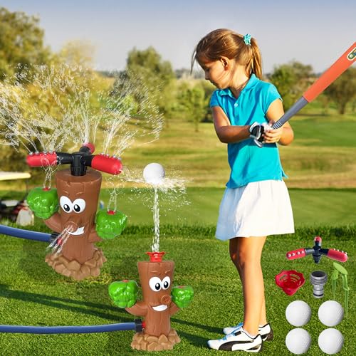 Wassersprinkler-Baseballspielzeug für Kinder,2-in-1-Outdoor-Sprinkler für Kinderspielzeug,Wasserspielzeug für Kinder im Freien mit rotierendem Sprinklerkopf,Sprinkler für Kinder mit Baseball-Spielset von KEAGAN