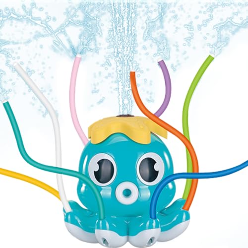 KEAGAN Wassersprühsprinkler für Kinder, Outdoor-Spielzeug für Kinder, Wassersprinkler für Kinder, rotierender Sprinkler für Garten, Hof, Rasen, Wassersprüh-Sommerspielzeug für Kinder (Blauer Oktopus) von KEAGAN